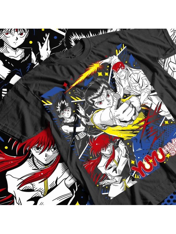 XY Yu Yu Hakusho T-shirt Kuwabara Kurama Yusuke Hiel Anime Manga Black Shirt