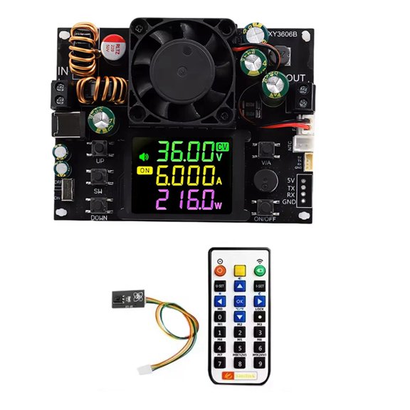 XY3606B 216W Adjustable Voltage Regulator Power Supply+IR Kit DC Buck Boost Converter Voltage/Current Step-Down Module,1 * Adjustable Voltage Regulator Power Supply Kit,Black