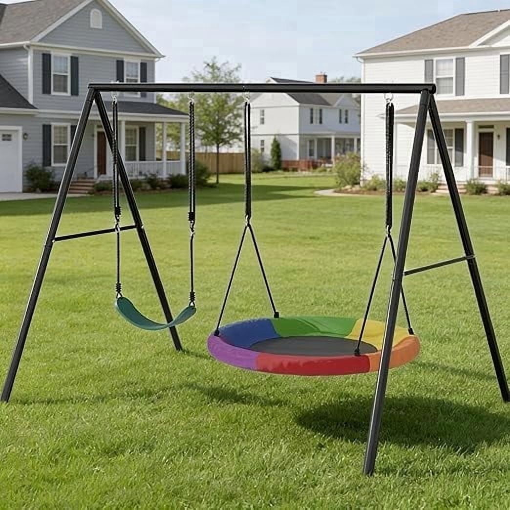 Sportspower Super 8 Metal Swing Set, Rocking Horse, Saucer Swing