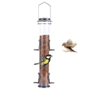 XYADX Wild Bird Feeders for Outdoors Hanging, Metal Tube Feeder, 6 Feeding Ports, Gray - 1 Pack