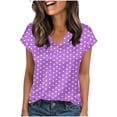 thumbnail image 1 of XYAIXT Short Sleeve T-shirt for Women Fashionable Print V Neck Ladies Blouse Summer Tops Casual Loose, 1 of 6