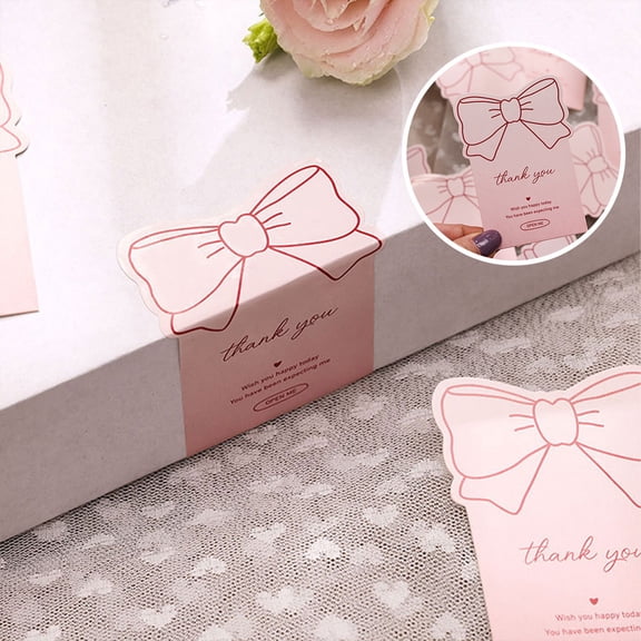 XYAIYT 10 pc Thank You Stickers Bow Adhesive Gift Box Sealing Labels Elegant Die Cut Self Adhesive Seals for Valentine's Day Gifts Wedding Party Favor Packaging 3.3x2in