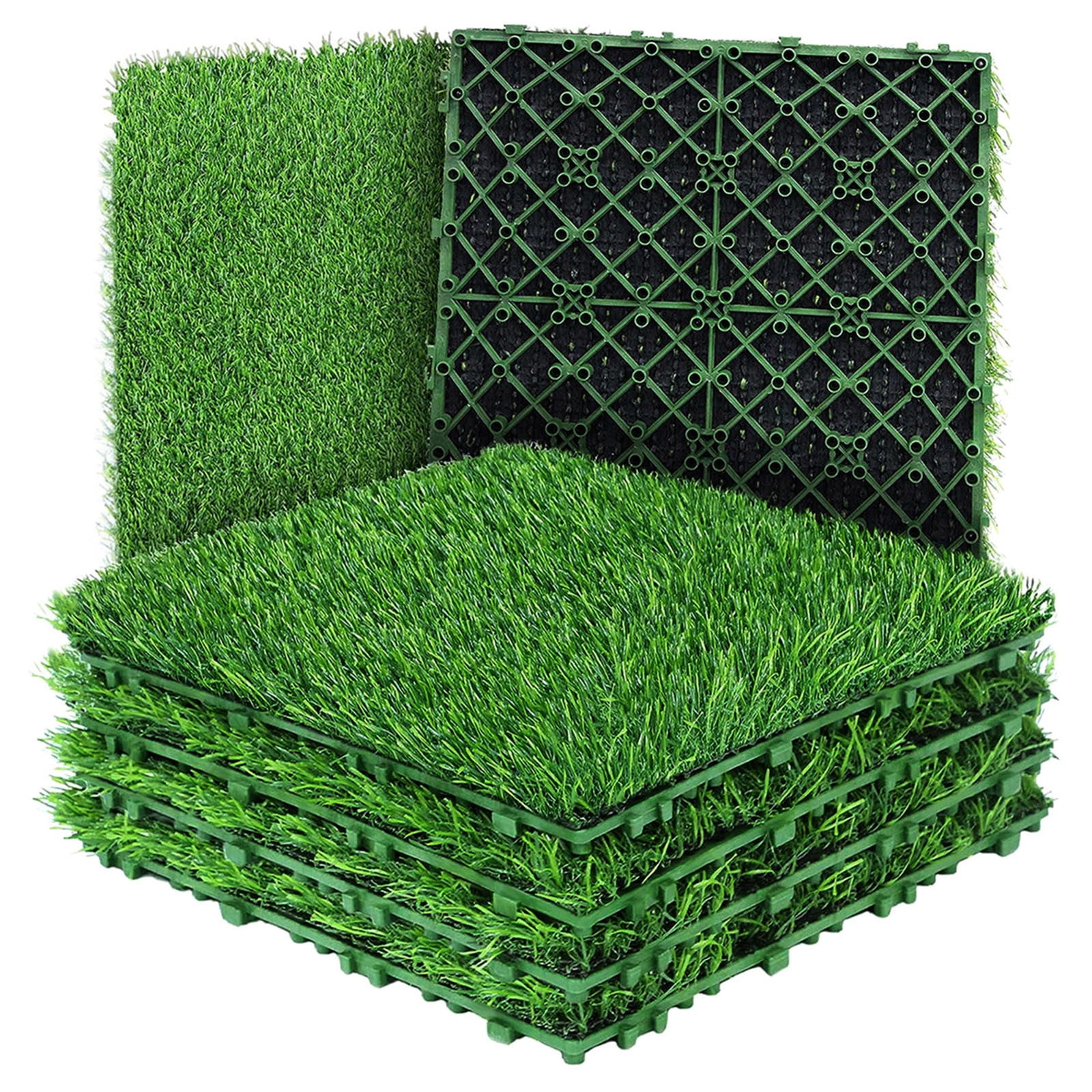 Xyaiyt 10pcs Artificial Grass Turf Tile With Upgrade Interlocking System Self Draining Grass 3501