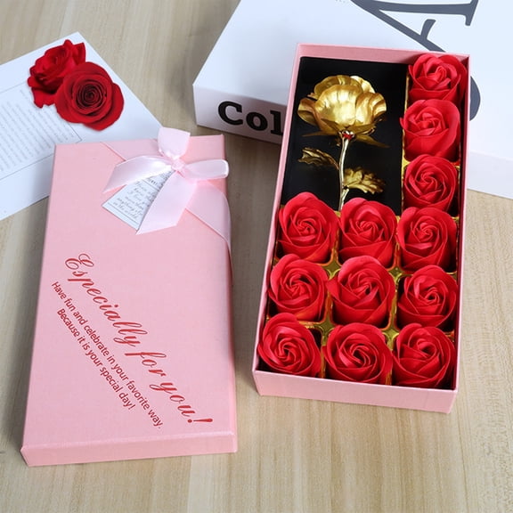 XYAIYT 13 pc Scented Soap Roses Valentine's Day Decor Realistic Soap Flower Heads Ecofriendly Cornstarch Soap with Gentle Long Lasting Fragrance for Bathroom Spa Wedding Centerpiece 1.5x1.6in