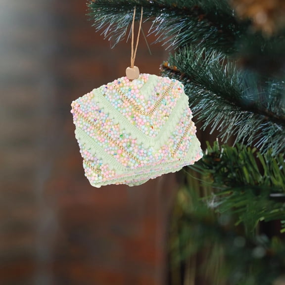 XYAIYT 2 Pack Christmas Tree Decorative Pendant Christmas Ornaments Hanging Christmas Decorations Macaron Shape Foam Versatile for Tree Wreath Gift Home Festive Joyful Atmosphere 3.9in Green