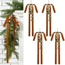 XYAIYT 4 Pack Christmas Wrought Iron Pendant with Velvet Bow and Metal Bell Christmas Ornaments Christmas Garland Handmade Vintage Bells Easy to Hang for Tree Door Wall Outdoor Hanging 7.1in Brown