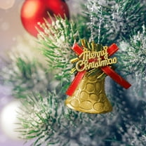 XYAIYT 4 Pack Hanging Bells Ornaments Christmas Tree Christmas Decorations Long Lasting Plastic Chime Design for Tree Mantel Garland Door Home Display Adds Warmth and Holiday Cheer 2in Gold