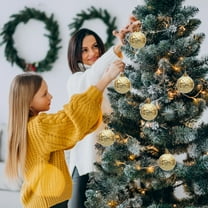 XYAIYT 6 Pack Christmas Ball Christmas Tree Ornaments Shatterproof Painted Gloss Matte Glitter Finish Lightweight Easy to Hang for Home Holiday Tree Mantel Wreath Office Party Decoration 2.4in Gold