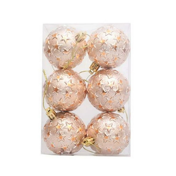 XYAIYT 6 Pack Christmas Decorations Christmas Ornaments Embossed Plastic Hanging Shatterproof Holiday Tree Decor Easy to Hang with Rope Packed In Clear Box Single Ornament 2.8in Beige