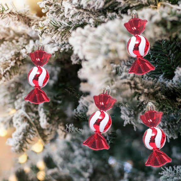 XYAIYT 6 Pack Christmas Tree Hanging Ornaments Hanging Christmas Decorations Shatterproof Plastic Design with Easy Hang Loop Suit for Indoor Tree Mantel Garlands Holiday Displays 3.9in Red