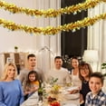 thumbnail image 1 of XYAIYT 6 Pack Pinstripe Pull Flower Ribbon Christmas Garland Christmas Decorations Long Lasting Plastic Easy Hang Twistable Festive Accent Trees Mantels Tables Brings Holiday Decor 78.7In Gold, 1 of 6