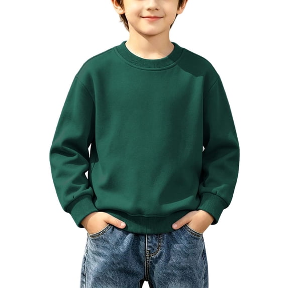 XYAIYT Boys Crew Neck Sweatshirts Basic Casual Long Sleeve Top Solid Color Hoodless Pullovers Casual Loose