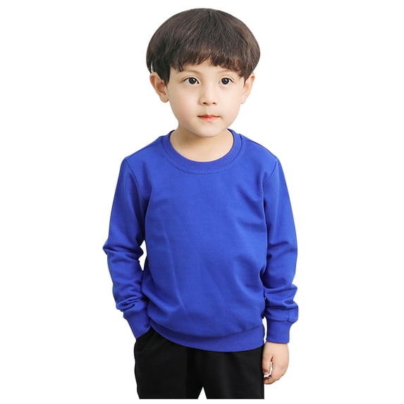 XYAIYT Boys Long Sleeve Shirt Crew Neck Hoodless Pullovers Basic Casual Solid Color Sweatshirts Comfy Loose
