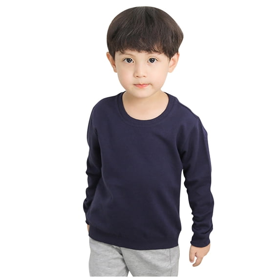 XYAIYT Boys Long Sleeve Shirt Crew Neck Hoodless Pullovers Basic Casual Solid Color Sweatshirts Comfy Loose