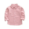 thumbnail image 1 of XYAIYT Boys Plaid Button Down Shirts Dressy Casual Solid Color Long Sleeve Shirt with Chest Pockets 3-10 T, 1 of 3