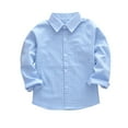 thumbnail image 1 of XYAIYT Boys Plaid Button Down Shirts Dressy Casual Solid Color Long Sleeve Shirt with Chest Pockets 3-10 T, 1 of 3