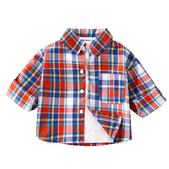 XYAIYT Boys Plaid Shirt Trendy Casual Color Block Button Down Shirts with Chest Pockets Long Sleeve Turndown Blouses