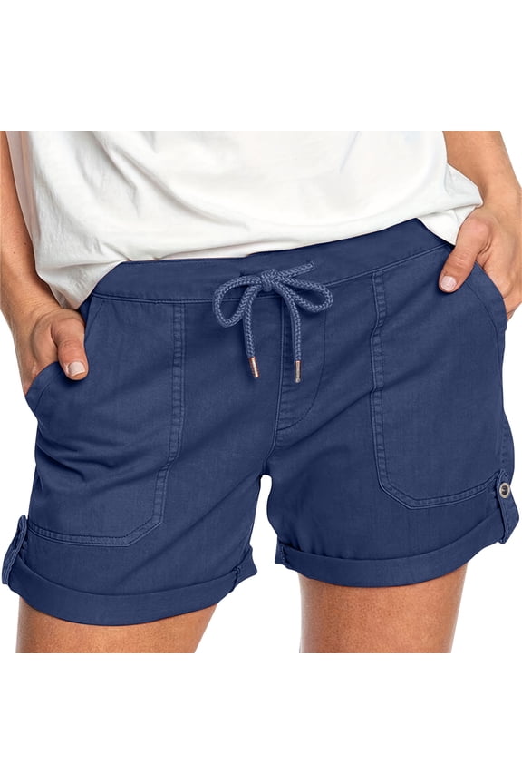 Casual Shorts with Pockets for Women Loose Comfy Solid Color Drawstring Short Pants Going Out