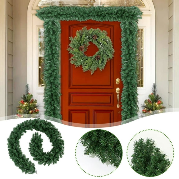Yialzm Christmas Garland Artificial Cedar Needle for Indoor Outdoor Holiday Decor Realistic Winter Greenery Fireplace Rattan Suit for Festive Home Setting Long Lasting and Soft 106.3in Green
