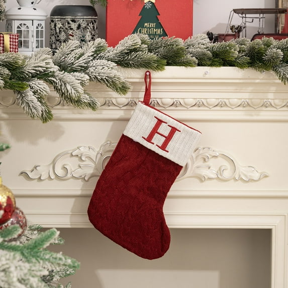 Yialzm Christmas Stocking Gift Bag Christmas Decorations with Embroidered Letter Festive Design for Fireplace Mantel Tree Indoor Decor Warm Holiday Celebration 8.7x11.8IN Red