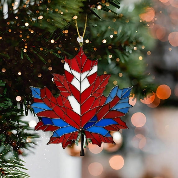 XYAIYT Christmas Decorations Maple Leaf Shaped Wall Decoration Wall Hanging Door Hanging Suncatcher Handmade Acrylic Collecting Sunlight Easy to Hang for Windows Doors Trees Vacation Home 3.9in Red