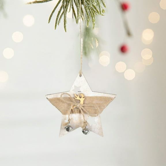 XYAIYT Christmas Decorations Wooden Hanging Number Pendants Natural Wood Various Shapes Star Deer Ball Stocking Lightweight Easy to Hang Gift Home Office Ornaments for Tree 2in White