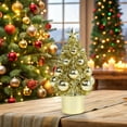 thumbnail image 1 of XYAIYT Christmas Ornaments Glitter Tabletop Tree with Five Point Star and Ball Accents Plastic Long Lasting Holiday Centerpiece for Home Office Party Mini Christmas Ornaments 6.3in Gold, 1 of 6