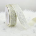 thumbnail image 1 of XYAIYT Christmas Snowflake Organza Gift Ribbon Christmas Tree Christmas Decorations Sheer Snowflake Design Colorfast Soft Drape for Gift Wrapping Tree Decorating Holiday Decor 177.2x1in Beige, 1 of 6