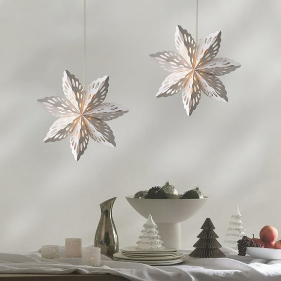 XYAIYT Christmas Tree Christmas Decorations Hanging Christmas Ornaments Paper Christmas Snowflake Hanging Decoration Delicate Layered Paper Reusable for Home Mantel and Tree Decor 9.4x9.4x1.2in White