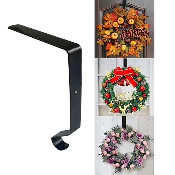 XYAIYT Over The Door Wreath Hook Christmas Decorations Christmas Home Decor Long Lasting Steel Holds Up To 10 lb for Front Door Wreaths and Holiday Decorations Adds Festive Cheer 6.3in Black