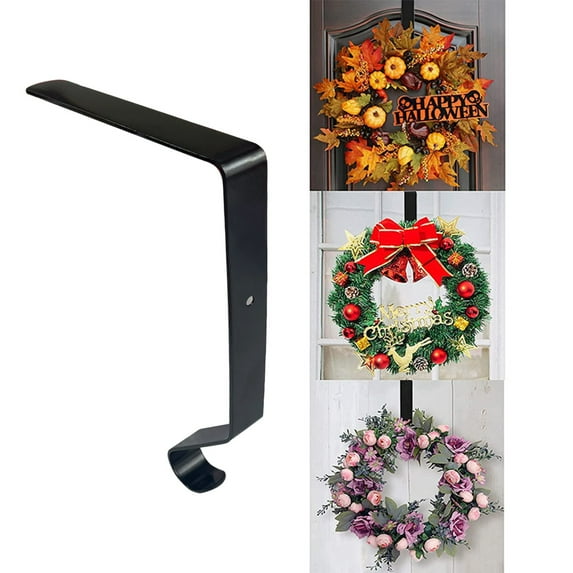 XYAIYT Over The Door Wreath Hook Christmas Decorations Christmas Home Decor Long Lasting Steel Holds Up To 10 lb for Front Door Wreaths and Holiday Decorations Adds Festive Cheer 6.3in Black