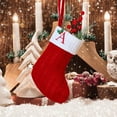 thumbnail image 1 of XYAIYT Embroidered Letter Christmas Stocking Christmas Tree Christmas Decorations Christmas Mantel Decor Knitted Personalized Hanging Stocking with Diy Initials Home Fireplace Family 7.9x6.3in Red, 1 of 2