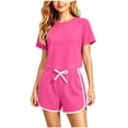 thumbnail image 1 of XYAIYT Girls Athletic Short Sets Summer Casual Outfits Sets Crew-neck Basic Tee and Drawstring Shorts, 1 of 5