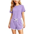 thumbnail image 1 of XYAIYT Girls Athletic Short Sets Summer Casual Outfits Sets Crew-neck Basic Tee and Drawstring Shorts, 1 of 5
