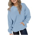 thumbnail image 1 of XYAIYT Girls Crew Neck Sweatshirts Solid Color Oversized Drop Shoulder Pullovers Kids Casual Loose Long Sleeve Tops, 1 of 1
