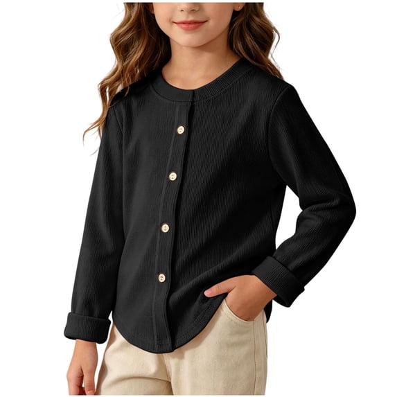XYAIYT Girls Knitted Cardigan Casual Loose Long Sleeve Coat for Kids Button Down Fall Spring Jackets