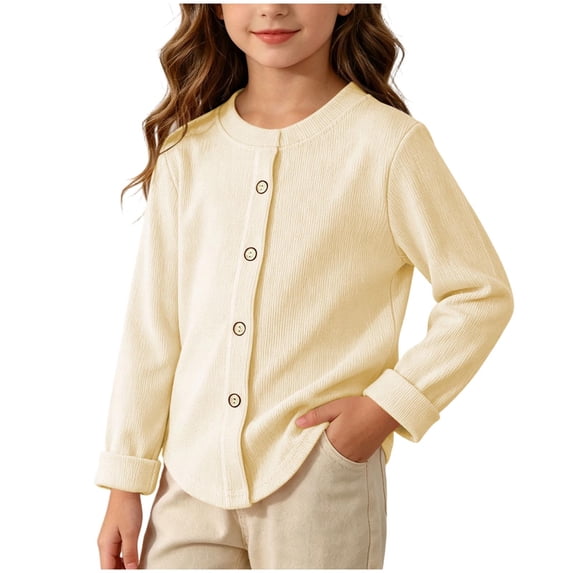 XYAIYT Girls Knitted Cardigan Casual Loose Long Sleeve Coat for Kids Button Down Fall Spring Jackets