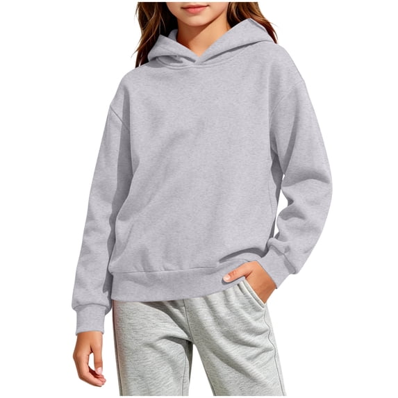 XYAIYT Girls Lightweight Sweatshirts Solid Color Basic Casual Hoodies Long Sleeve Hooded Pullovers Daily Wear