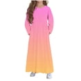 thumbnail image 1 of XYAIYT Girls Maxi Dresses Gradient Color Round Neck Long Sleeve Ruffle Dress Children Girl Casual Clothes, 1 of 6
