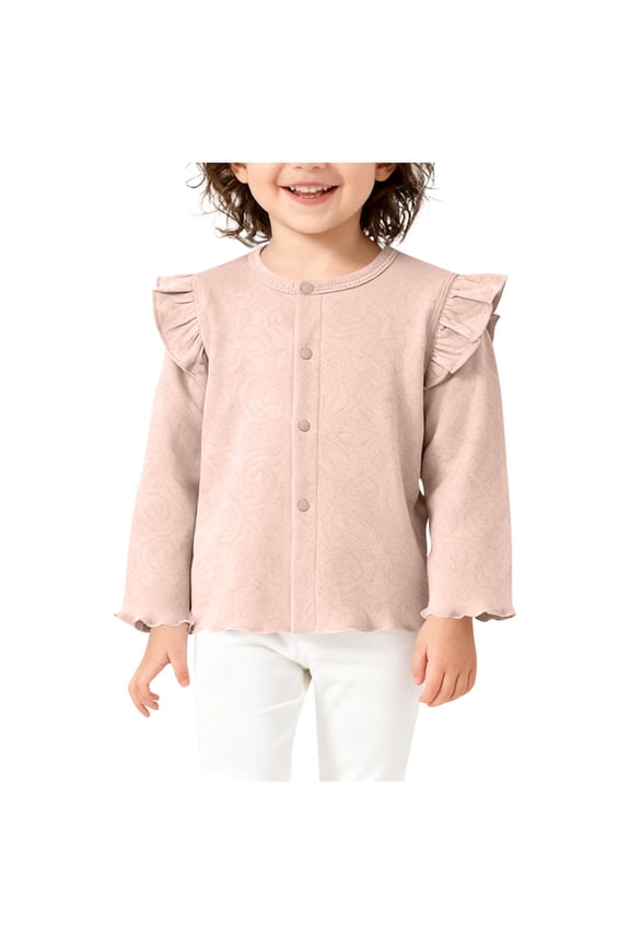 Girls Ruffled Long Sleeve Cardigan Sweet Button Up Jacket for Toddler Kids Spring Fall Casual Outerwear