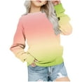 thumbnail image 1 of XYAIYT Girls Trendy Sweatshirts Gradient Color Long Sleeve Hoodless Pullovers Casual Loose Round Neck Top Fall Wear, 1 of 6