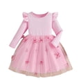 thumbnail image 1 of XYAIYT Girls Tulle Dress Trendy Cute Ruffle Long Sleeve Sparkly Dresses Kids Girl Clothes Going Out Wear, 1 of 6