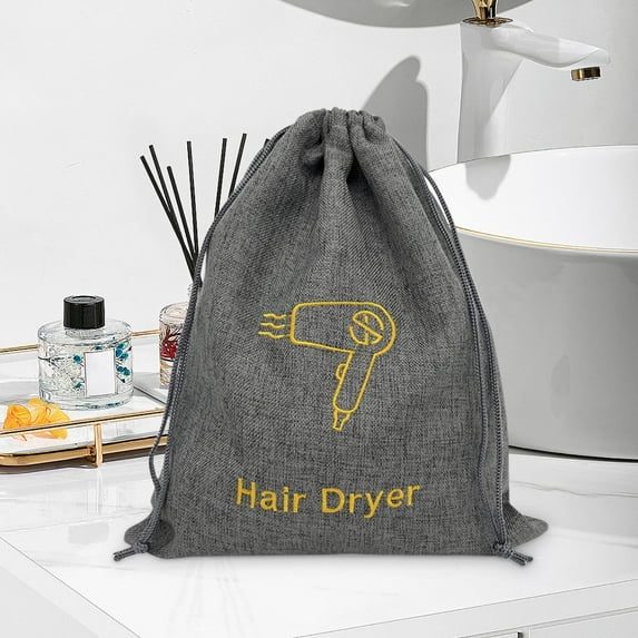 XYAIYT Hair Dryer Drawstring Storage Bag Jute Like Dustproof Portable Long Lasting Multi Functional Organizer for Travel Home Salon Beauty Tools and Small Appliances for Professionals 11.8"x9.8" Gray
