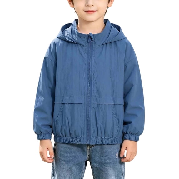 XYAIYT Hooded Jacket for Boys Long Sleeve Zipper Up Casual Coat Fall Spring Solid Color Jackets Outerwear