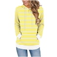 thumbnail image 1 of XYAIYT Hooded Sweatshirt for Womens Casual Striped Print Drawstring Long Sleeve Pullover Sweatshirts with Pockets, 1 of 6