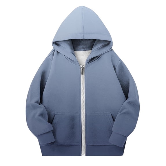 XYAIYT Kids Sweatshirt Coat Zipper Up Gradient Color Hooded Jackets for Girls Casual Fashion Outerwear with Pockets