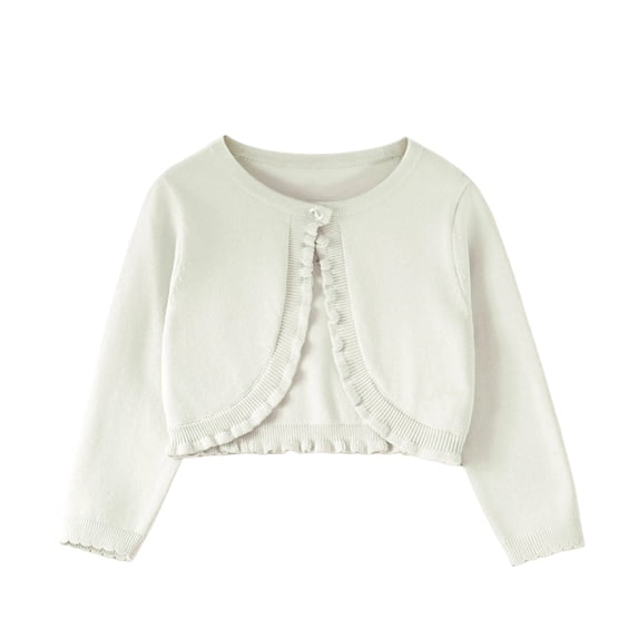 XYAIYT Knitted Cardigan for Girls Button Open Front Cropped Coat Thin Breathable Jacket for Kids 2-11 Years