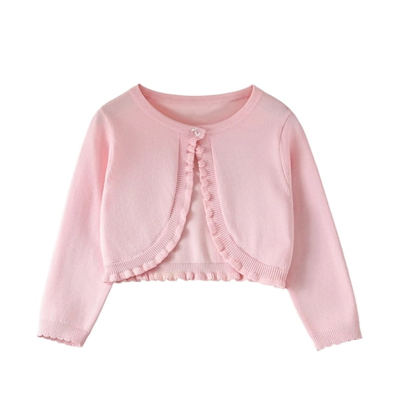 XYAIYT Knitted Cardigan for Girls Button Open Front Cropped Coat Thin Breathable Jacket for Kids 2-11 Years