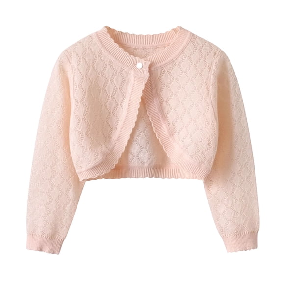 XYAIYT Knitted Cropped Cardigan for Girls Thin Breathable Jacket Fall Spring Open Front Button Coat for Kids