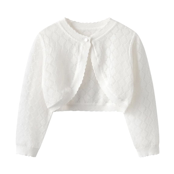 XYAIYT Knitted Cropped Cardigan for Girls Thin Breathable Jacket Fall Spring Open Front Button Coat for Kids